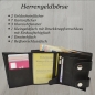 Preview: Herren Brieftasche Ledergeldbörse Hochformat mit Karabiener Hosenkette schwarz